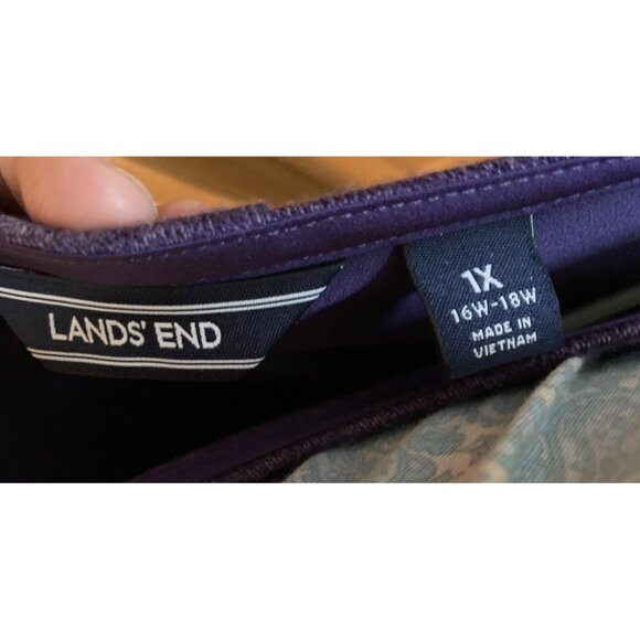 Womens 1X LANDS END SWEATER TOP Heathered Purple BACK DETAIL Criss Cross EUC - Picture 4 of 6